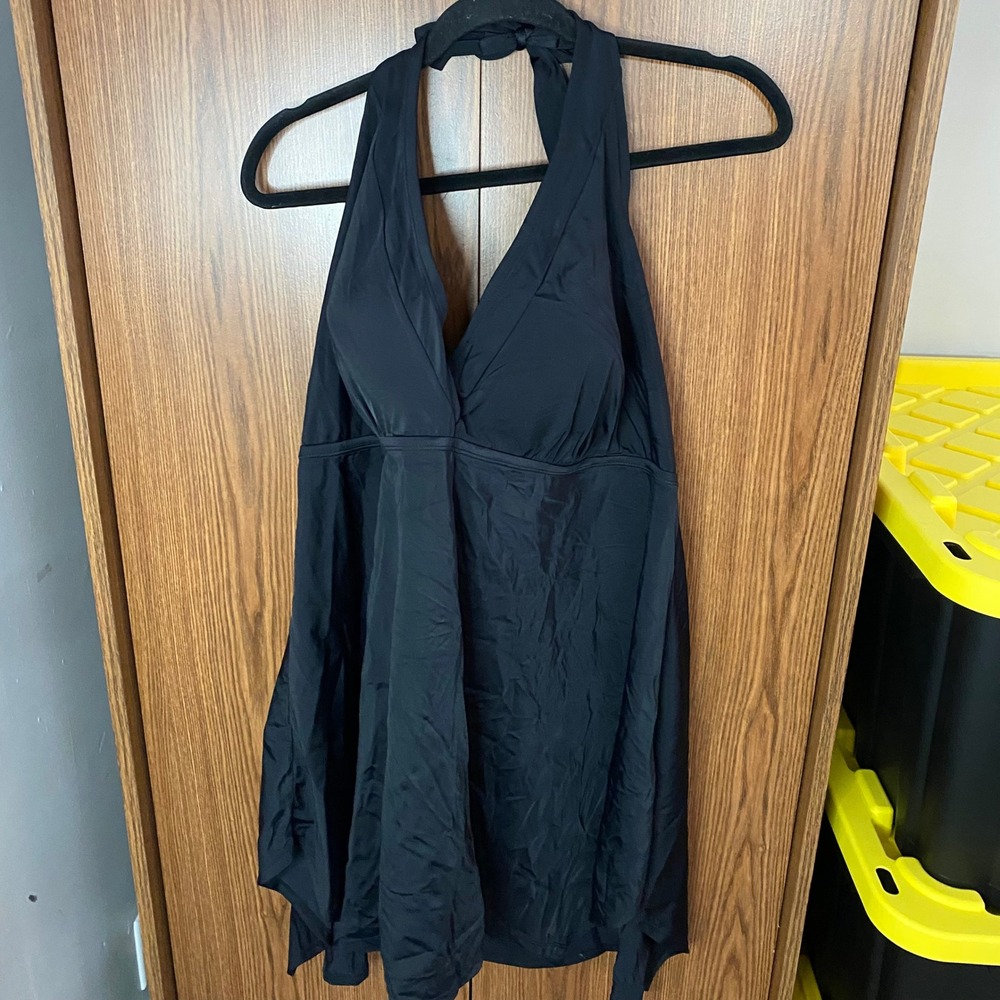 Swimsuits For All Swim Dress Top Womens 26 Black Halter Padded Plus Size